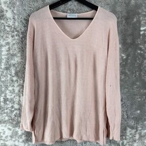 Sarah Arizona Size XL Knit Minimalist V Neck Sweater Pink Long Sleeve Casual
